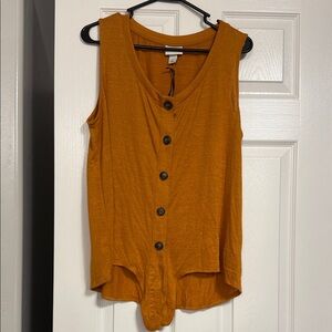 Ava & Viv Orange Button-Down Tank Top